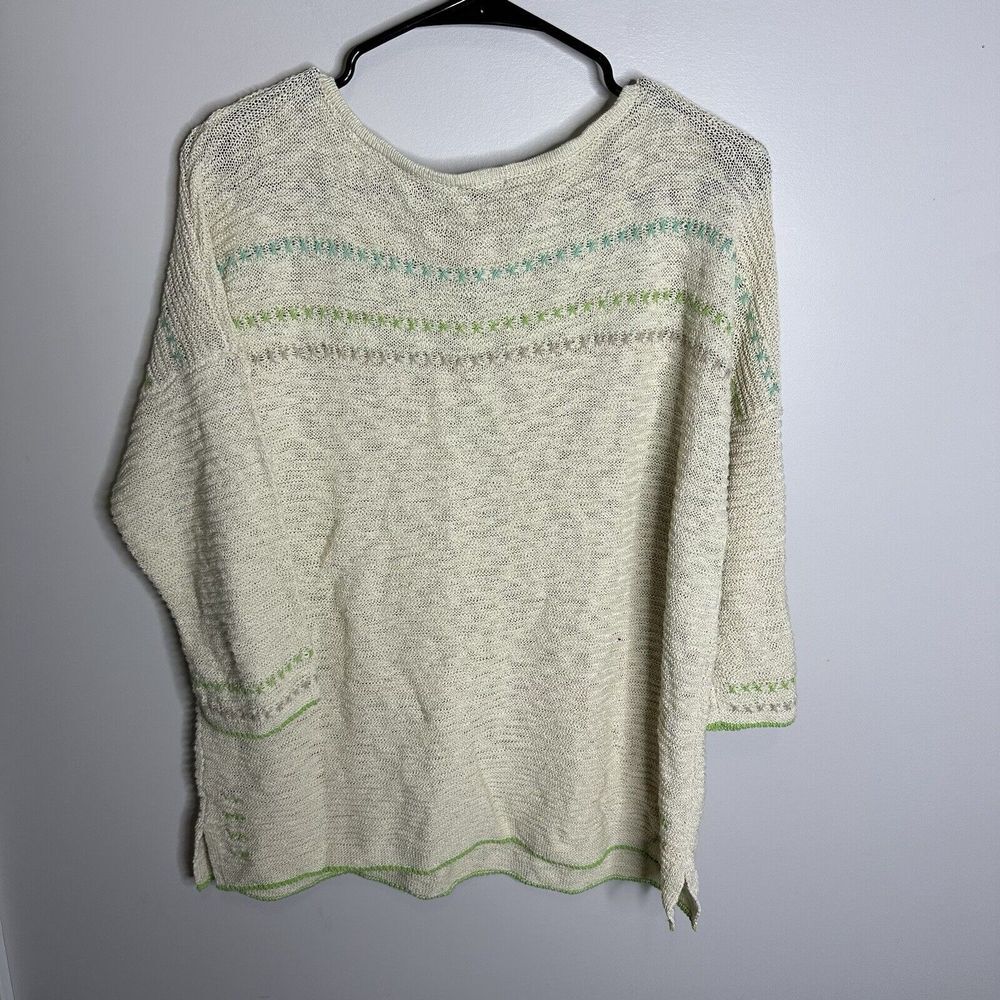 Women's NEW J. Jill Size LP 3/4 Sleeve Crochet Top Blouse - Picture 4 of 4